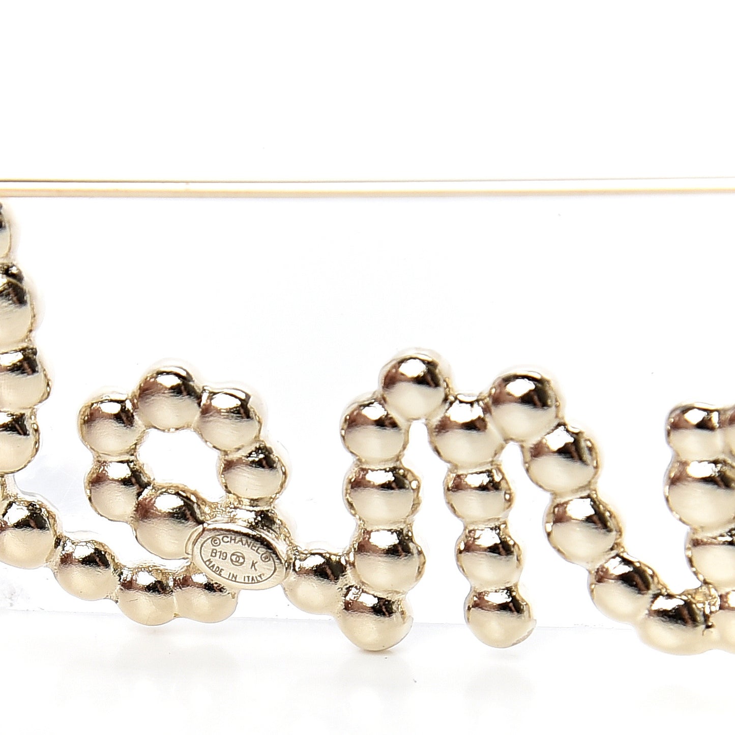Metal Glass Swirling Pearls Brooch Pin Gold