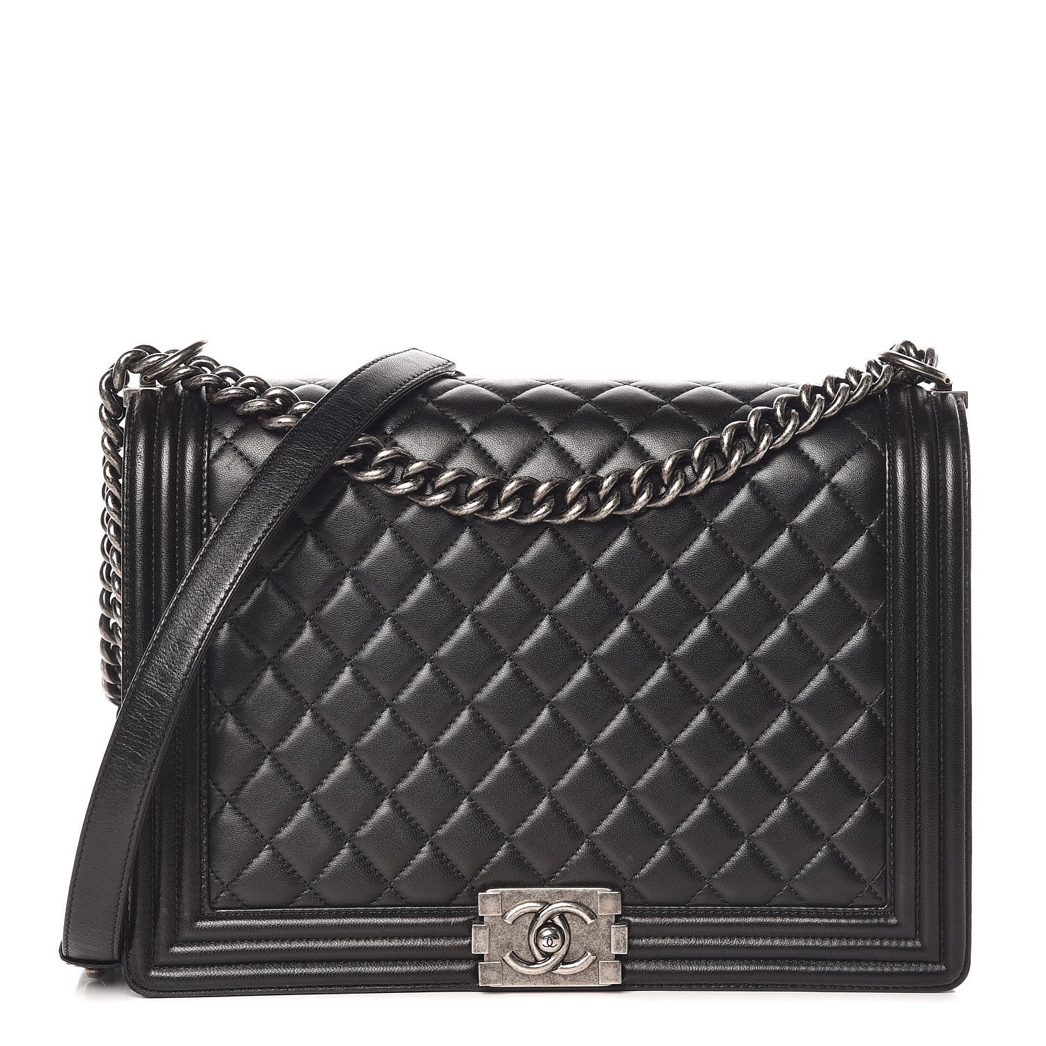 Chanel Lambskin Quilted Large Boy Flap Black 1 of 13