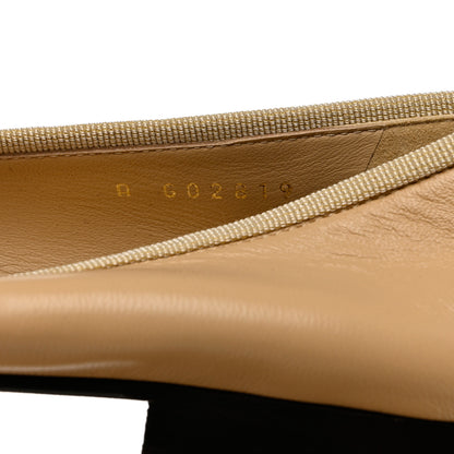 Chanel Lambskin Cap Toe CC Ballerina Flats 37.5 Beige Black 6 of 8
