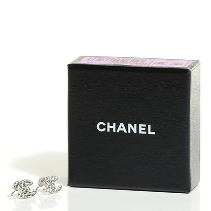 Chanel Crystal Timeless CC Earrings Silver 5 of 5