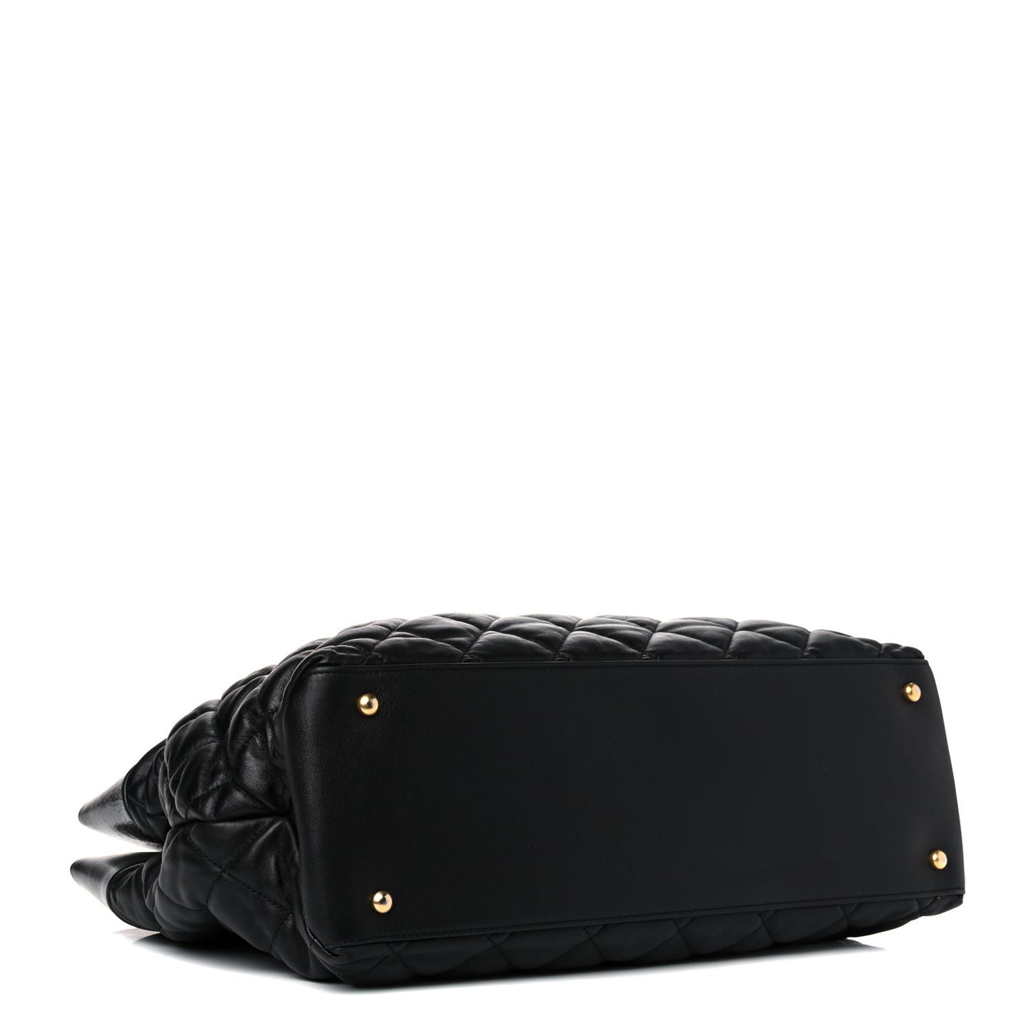 Calfskin Quilted Large Soft Elegance Tote Black