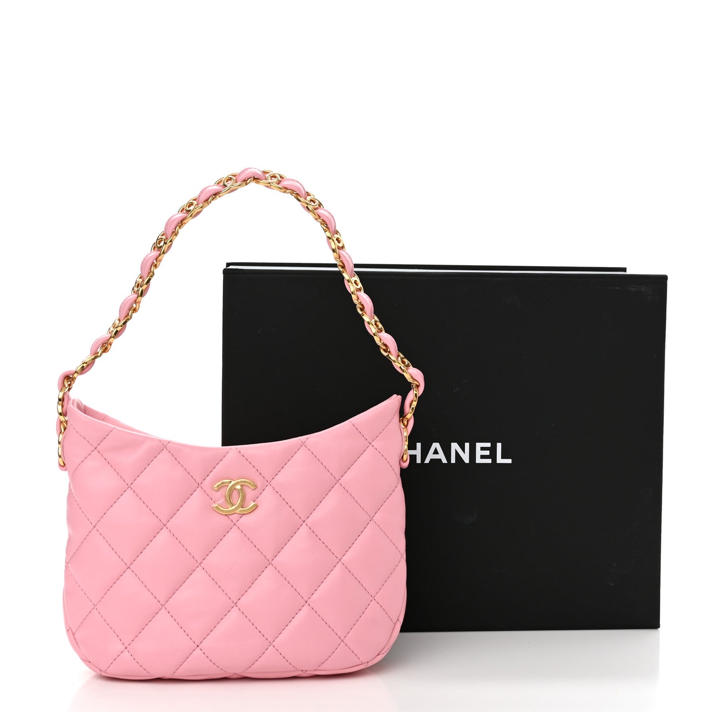 Lambskin Quilted CC Links Hobo Light Pink