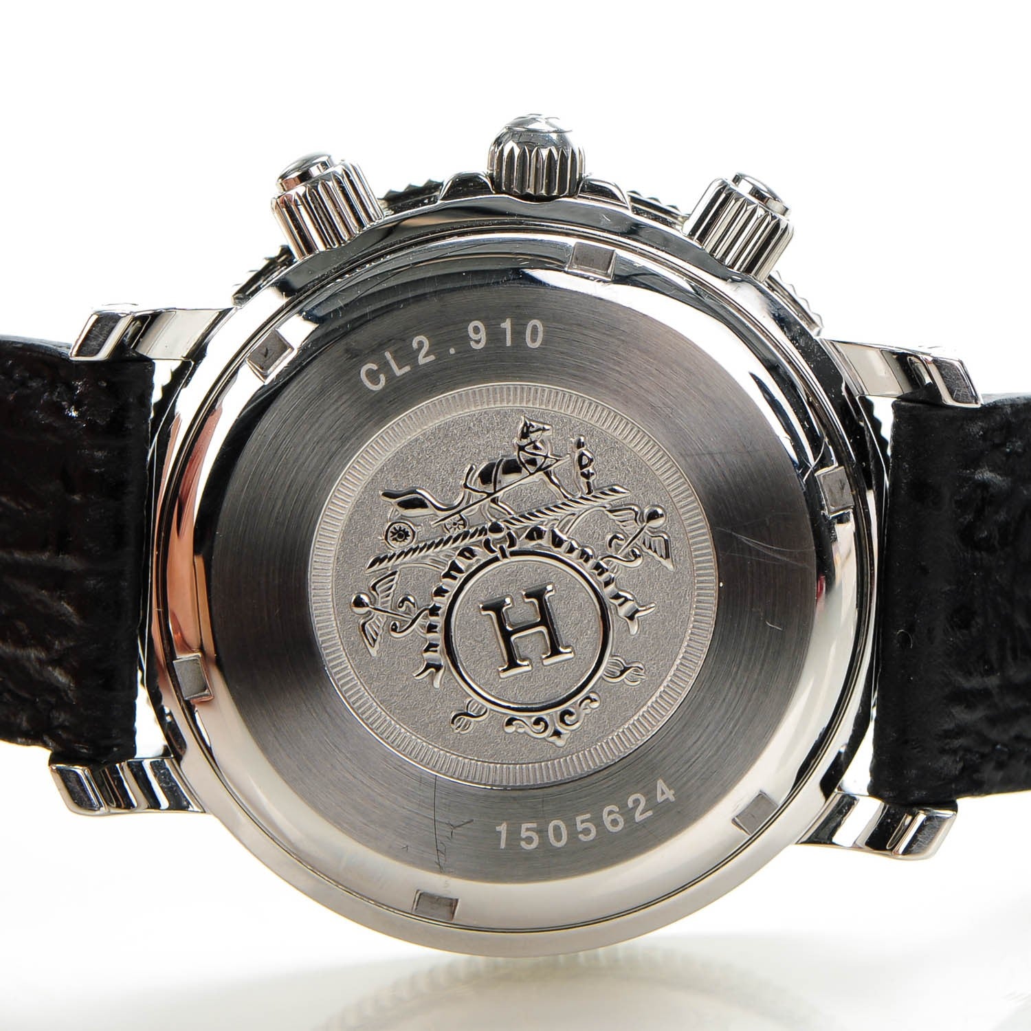 Hermes Stainless Steel Epsom 41mm Clipper Chronograph Quartz Watch Noir 3 of 7