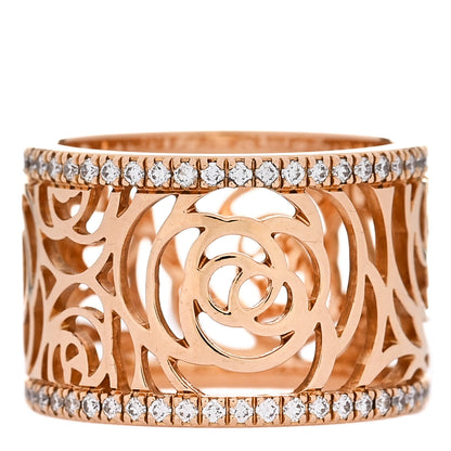Chanel 18K Rose Gold Diamond Camellia Ajoure Band Ring 50 5.25 3 of 4