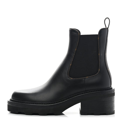 Louis Vuitton Calfskin Monogram Beaubourg Ankle Boots 38 Black 1 of 11