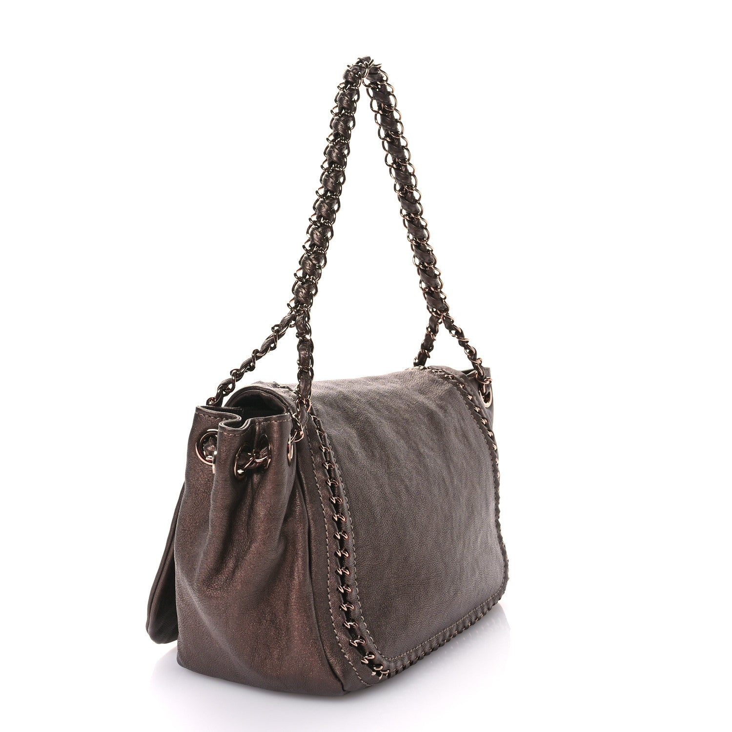 Chanel Metallic Deerskin Small Luxe Ligne Flap Bronze 3 of 11