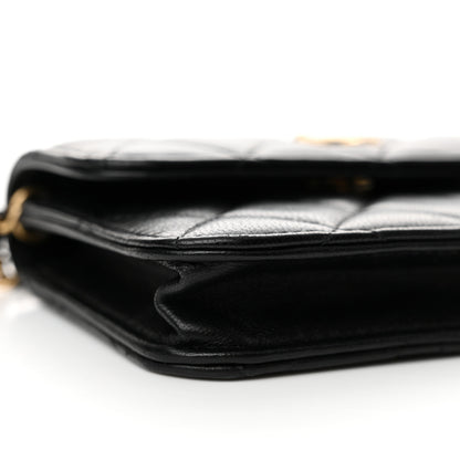Chanel Lambskin Quilted Pearl Crush Clutch With Chain Black 10 of 15