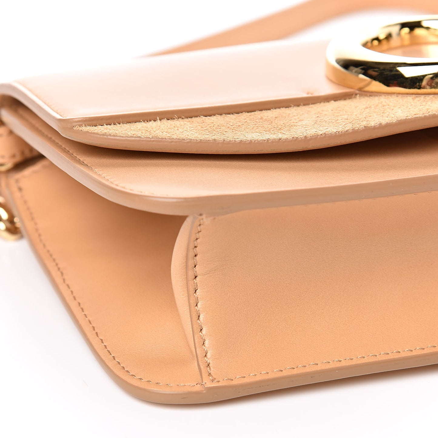 Calfskin Suede C Clutch With Chain Bleached Brown