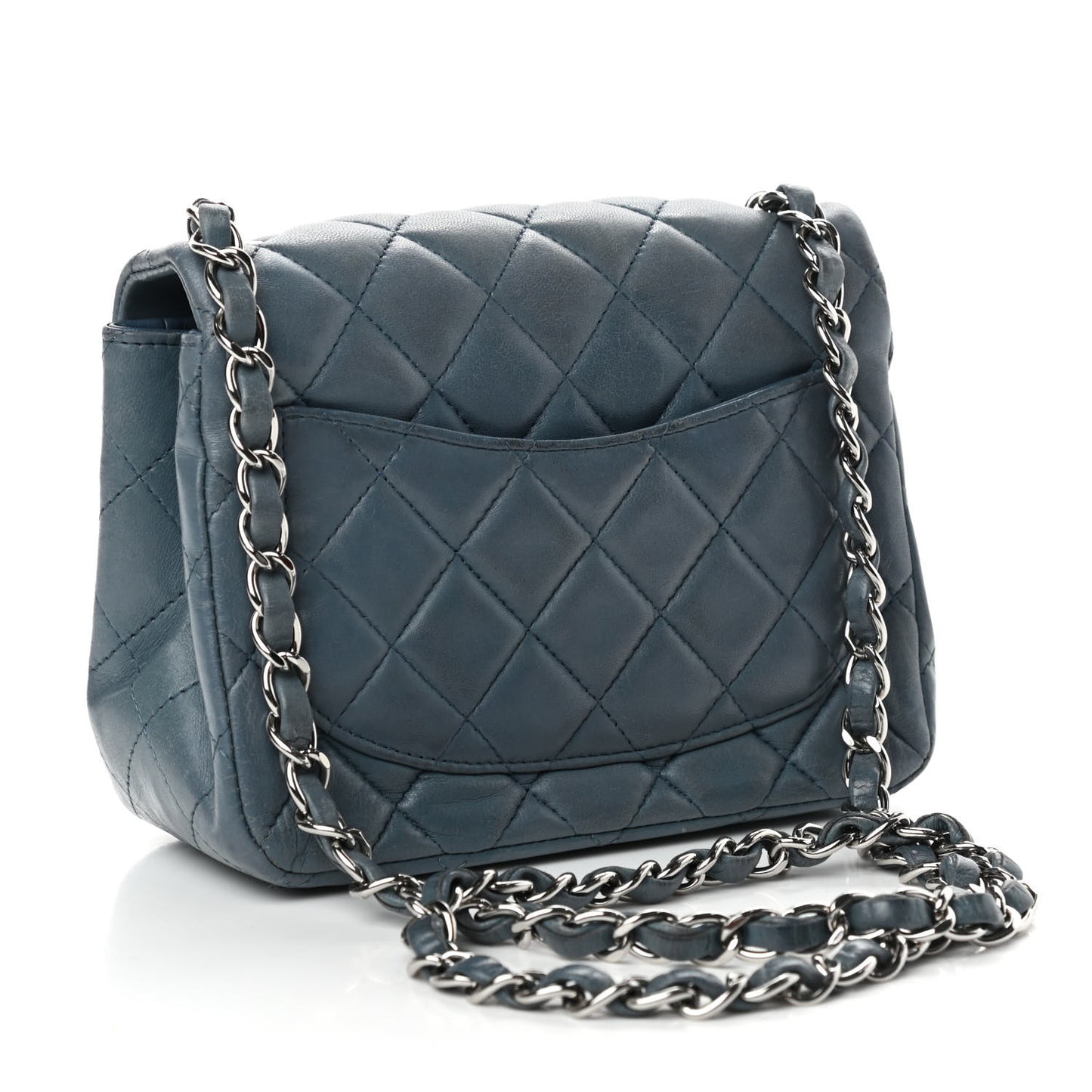 Lambskin Quilted Mini Square Flap Blue