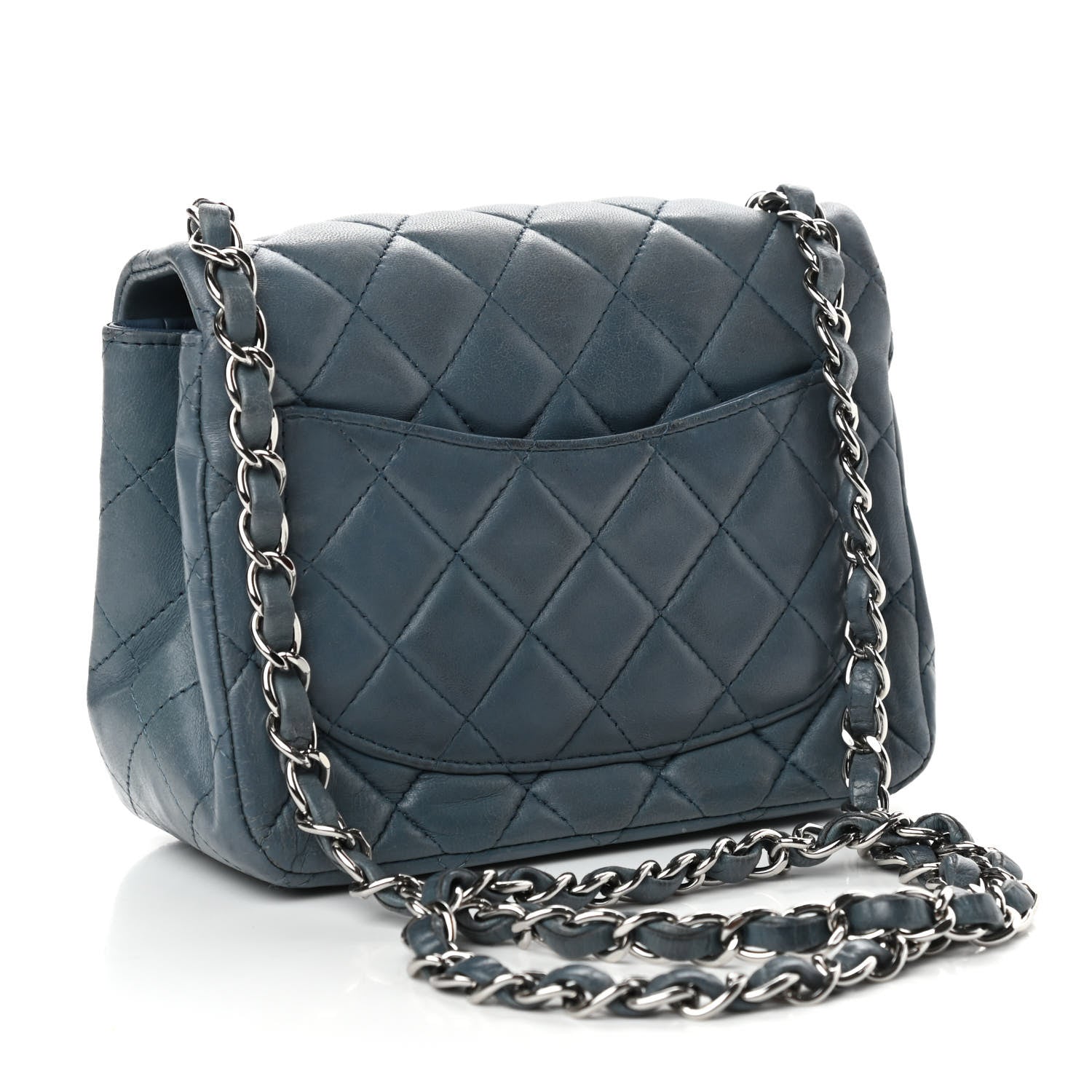 Chanel Lambskin Quilted Mini Square Flap Blue 3 of 10