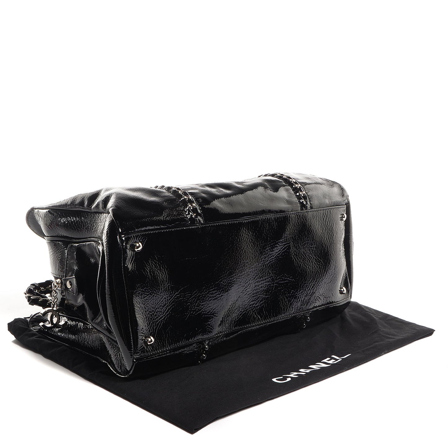 Patent Calfskin Large Luxe Ligne Tote Black