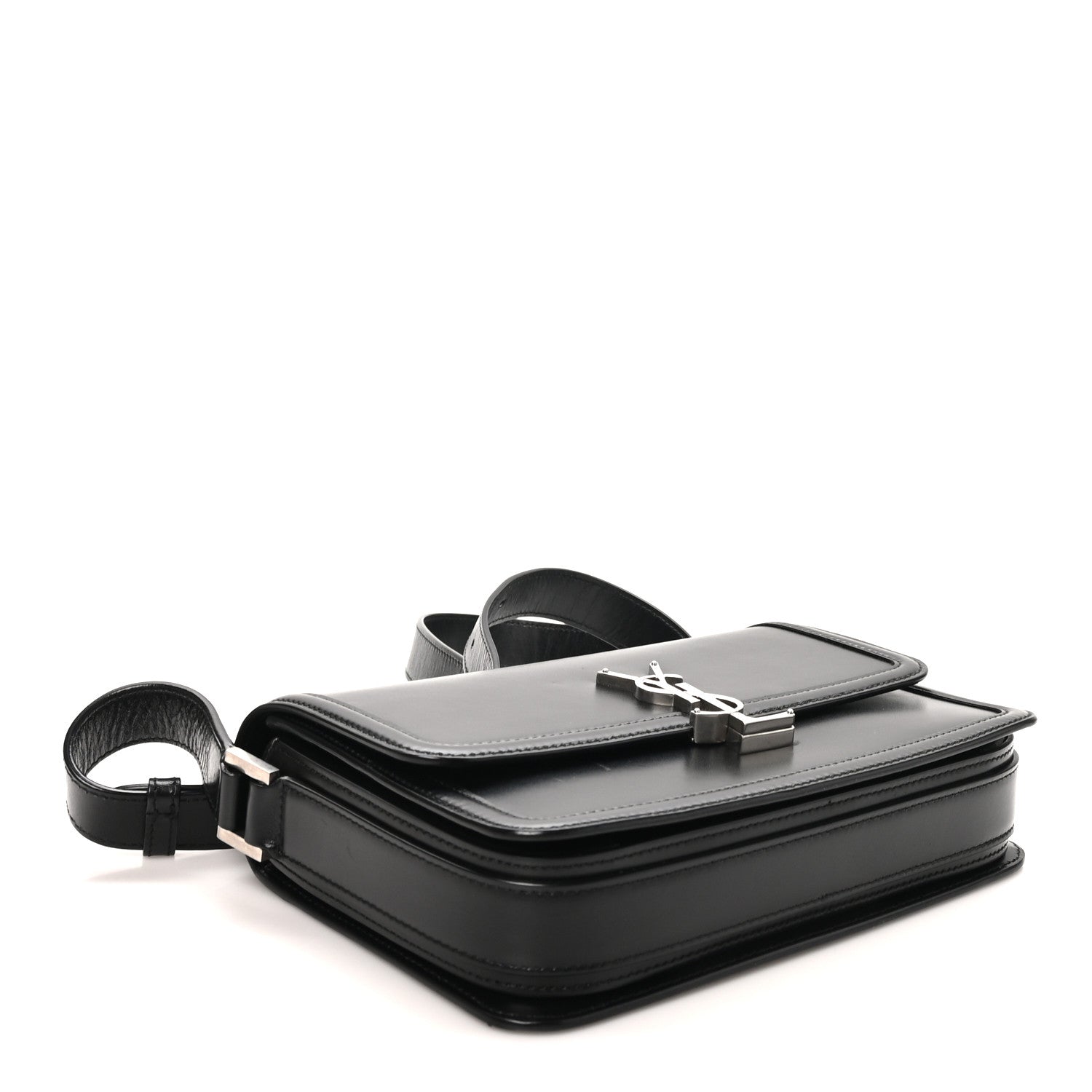 Saint Laurent Box Calfskin Monogram Medium Solferino Satchel Black 4 of 10