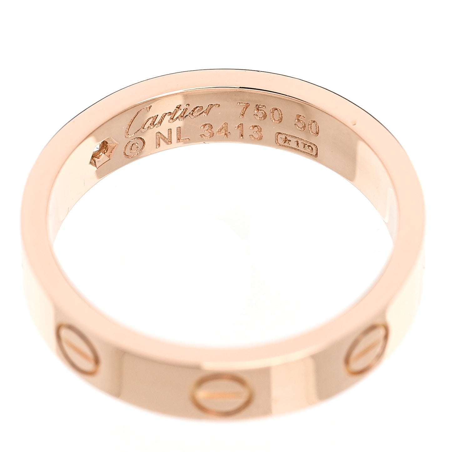 18K Pink Gold Diamond 4mm LOVE Wedding Band Ring 50 5.25
