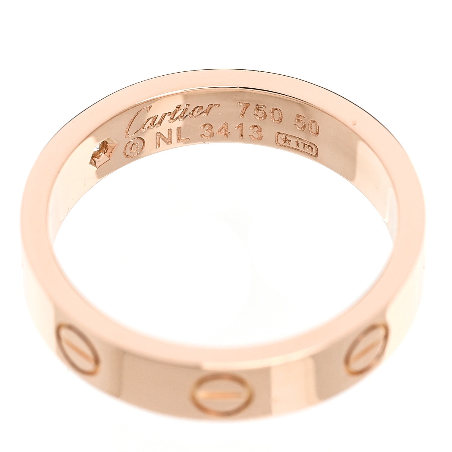 Cartier 18K Pink Gold Diamond 4mm LOVE Wedding Band Ring 50 5.25 4 of 4