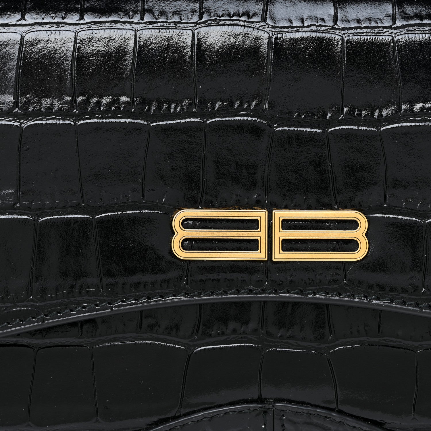 Balenciaga Shiny Super Supple Calfskin Crocodile Embossed Medium XX Flap Bag Black 7 of 12