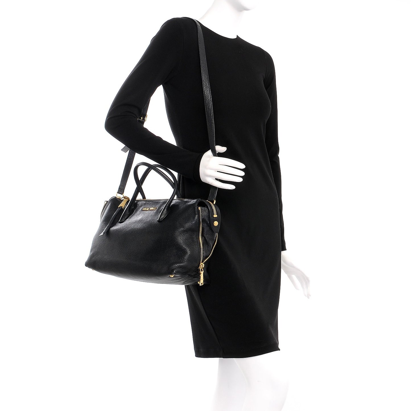 Goatskin Madras Zip Tote Nero Black