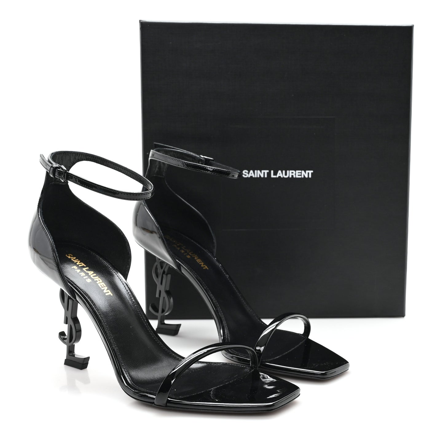 Patent Calfskin Opyum 85 Sandals 39.5 Black