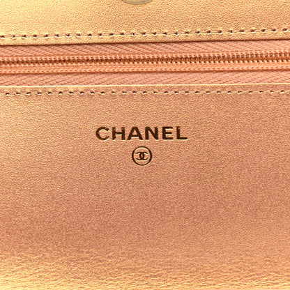 Chanel Metallic Lambskin Quilted Wallet On Chain WOC Golden 6 of 12