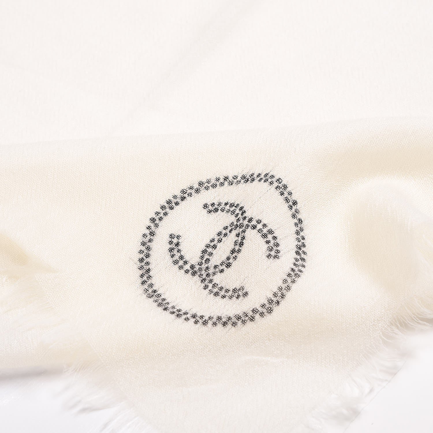 Chanel Cashmere CC Scarf White 5 of 7