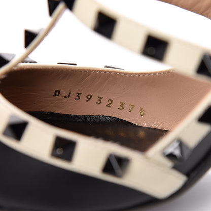 Valentino Garavani Calfskin Rockstud Ankle Strap 100mm Pumps 37.5 Black Light Ivory 10 of 15