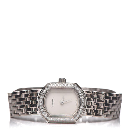 Tiffany 18K White Gold Diamond Bezel 16mm Mark Coupe Quartz Watch 3 of 6