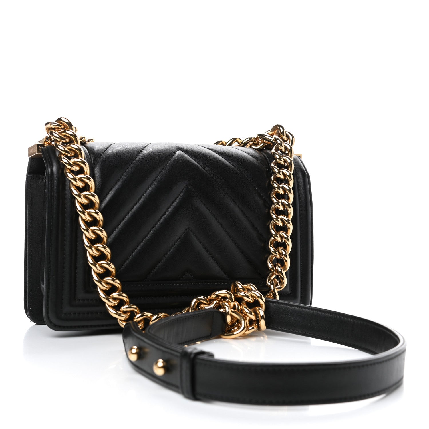 Chanel Calfskin Chevron Quilted Small Boy Flap Black 2 of 4
