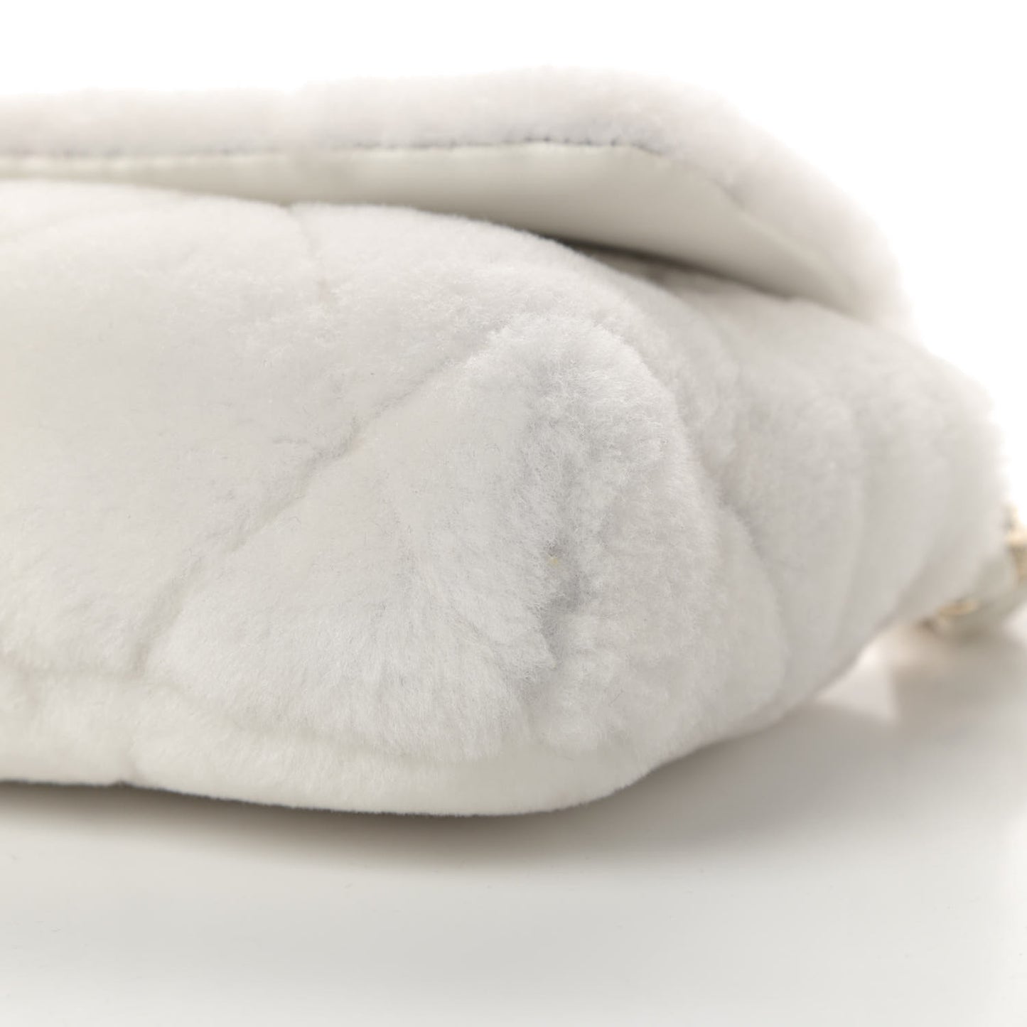 Shearling Lambskin Crystal Strass Flap White
