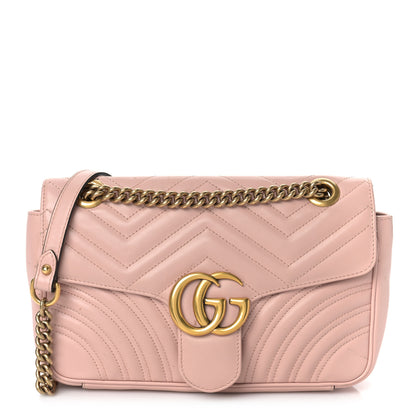 Gucci Calfskin Matelasse Small GG Marmont Shoulder Bag Perfect Pink 1 of 11