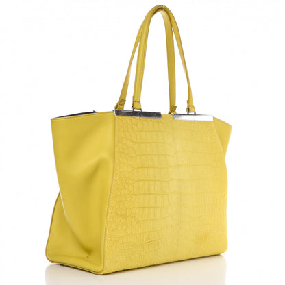 Fendi Vitello Calf Hair Crocodile Embossed Large 3Jours Tote Sunflower Cedro 3 of 13