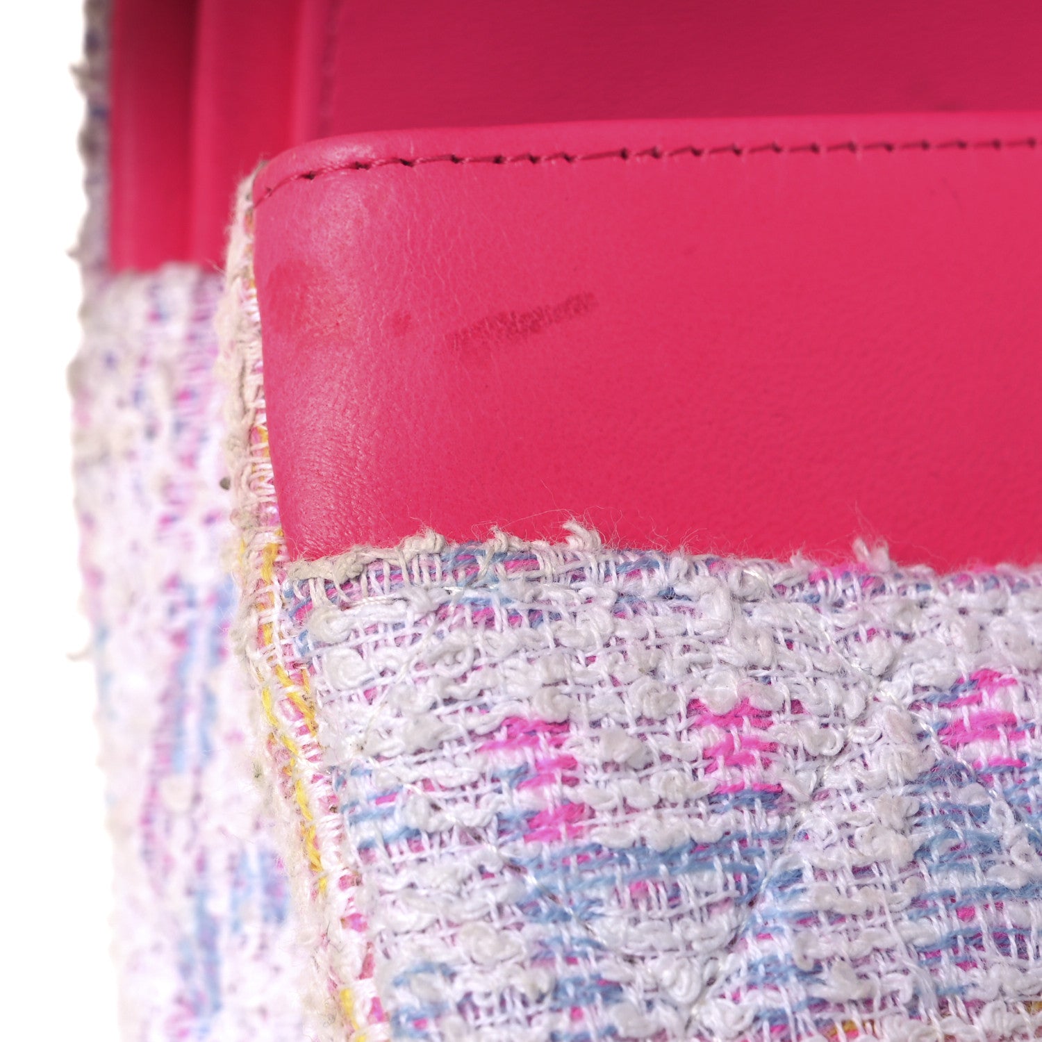 Chanel Tweed Quilted Enamel CC Logo Medium Double Flap Pink Multicolor 13 of 18