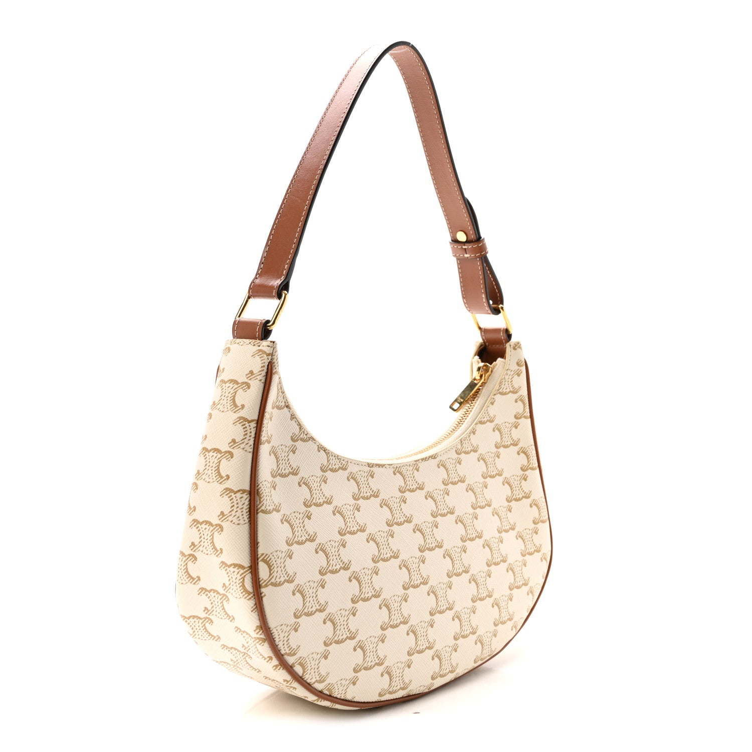 Celine Canvas Calfskin Ava Triomphe Shoulder Bag White 3 of 10