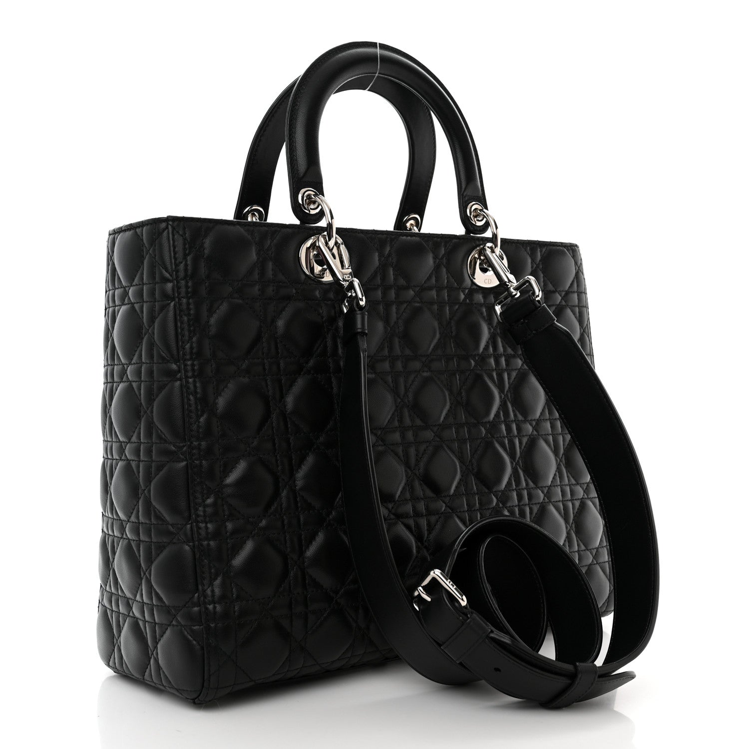 Christian Dior Lambskin Cannage Large Lady Dior Black 3 of 10