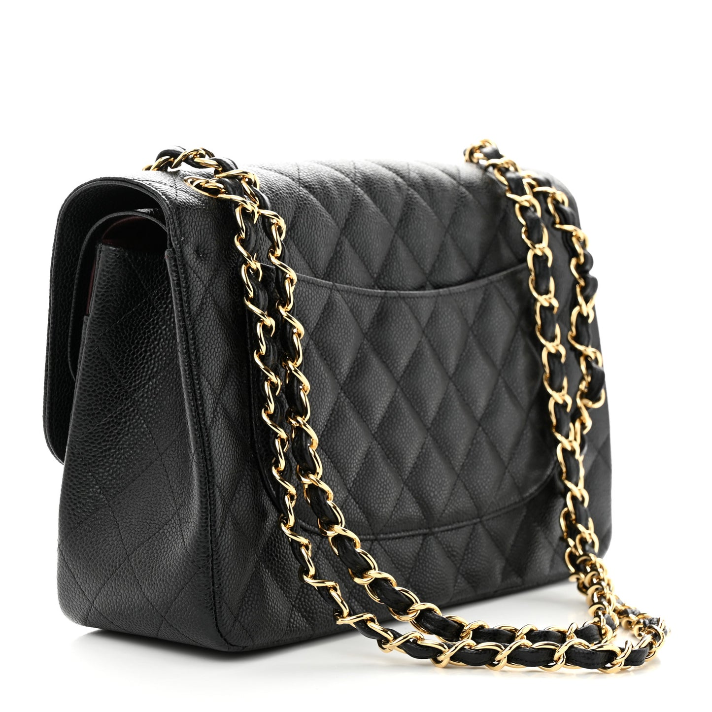Caviar Quilted Jumbo Double Flap Black