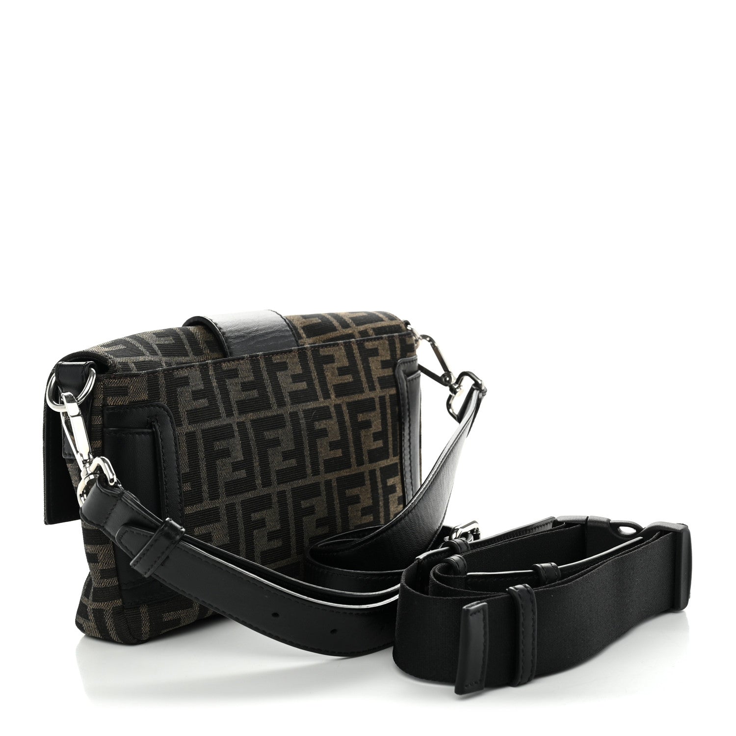 Fendi Fabric Jacquard FF 1974 Belt Baguette Bag Tobacco Moro Black 2 of 10