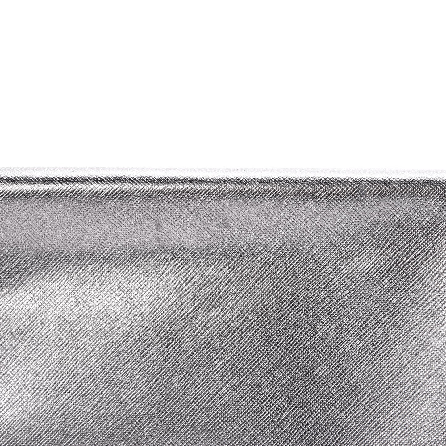 Metallic Saffiano Lux East West Frame Clutch Cromo