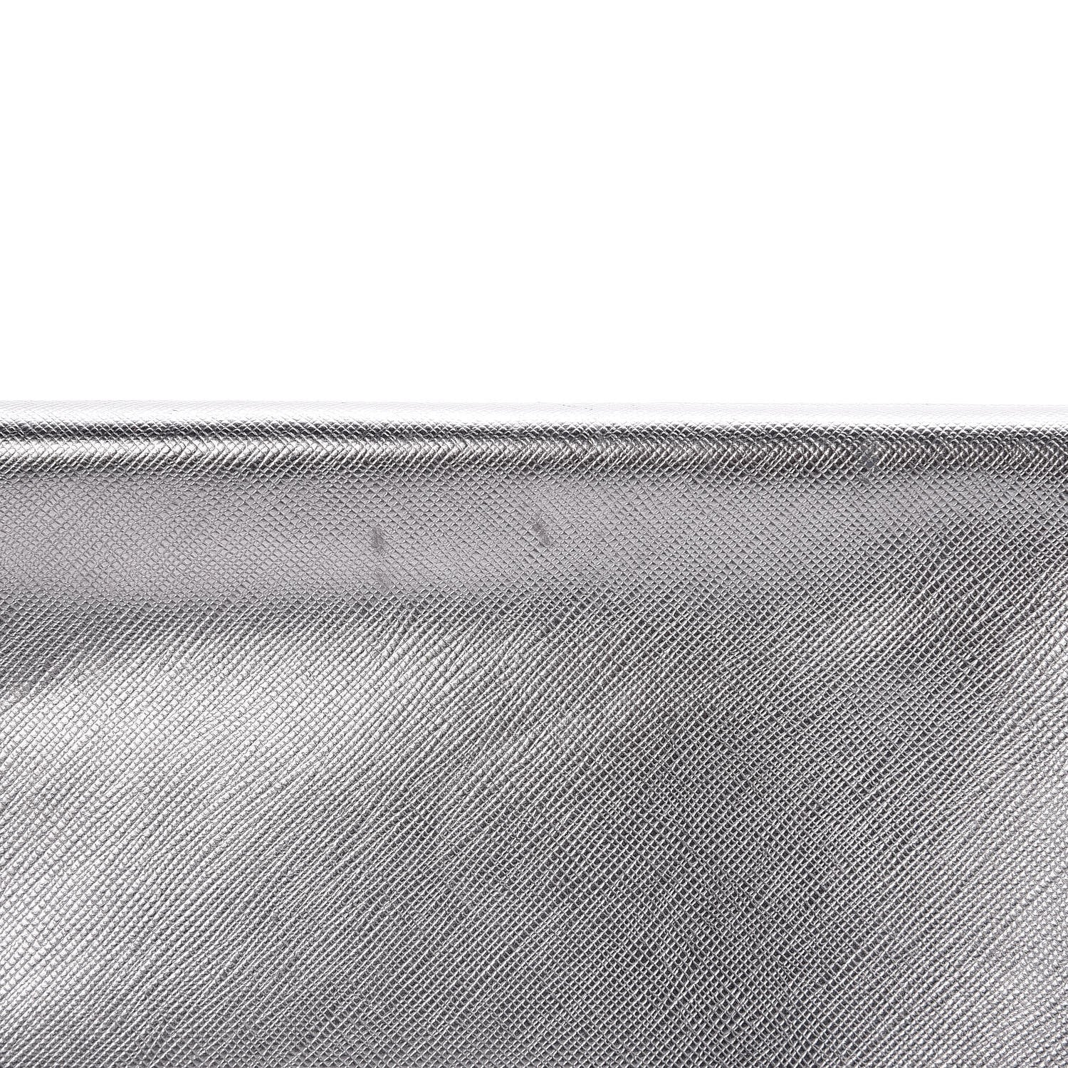 Prada Metallic Saffiano Lux East West Frame Clutch Cromo 11 of 17