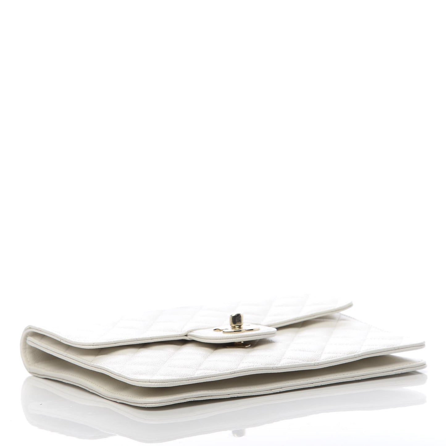 Caviar Quilted Square Flap Clutch White