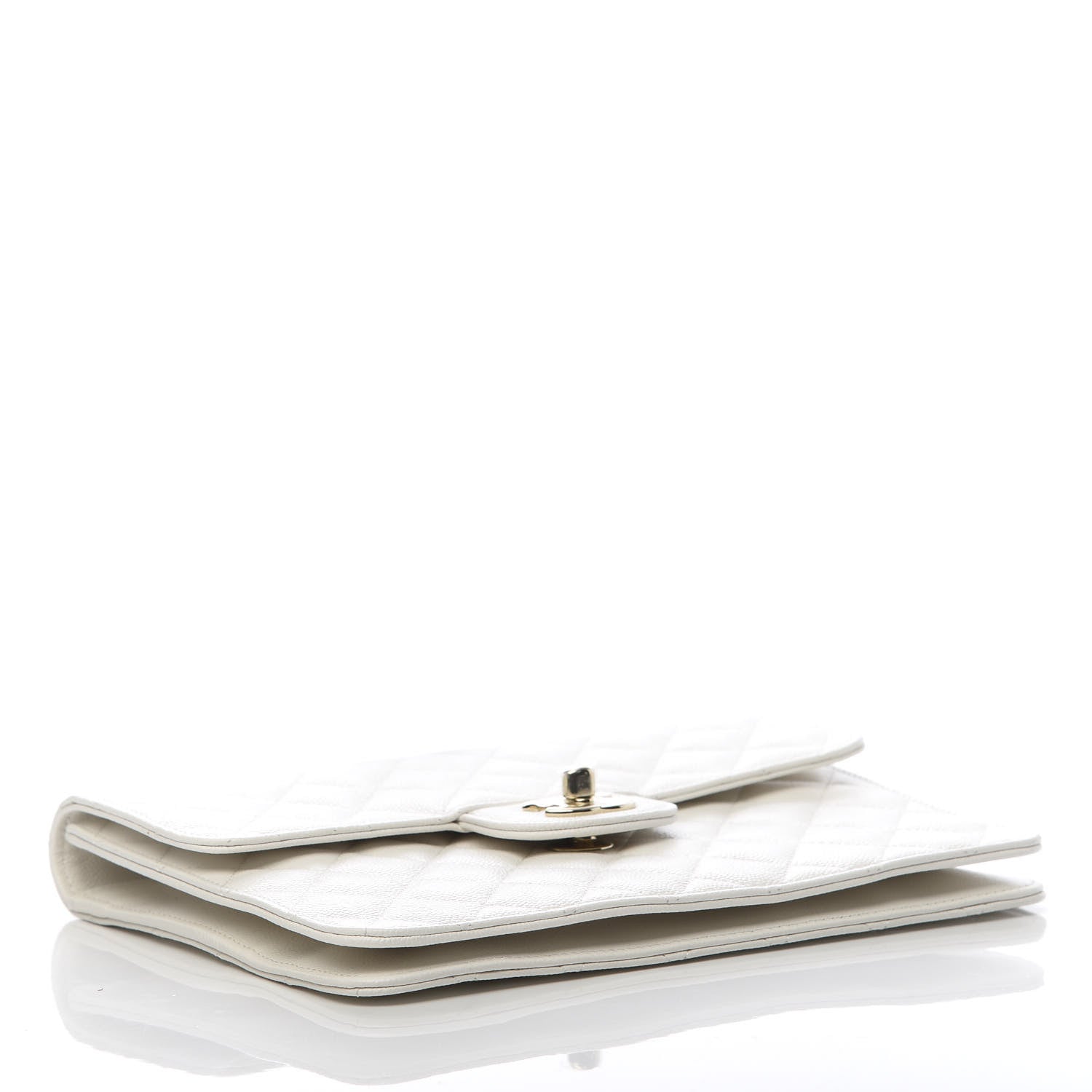 Chanel Caviar Quilted Square Flap Clutch White 4 of 8