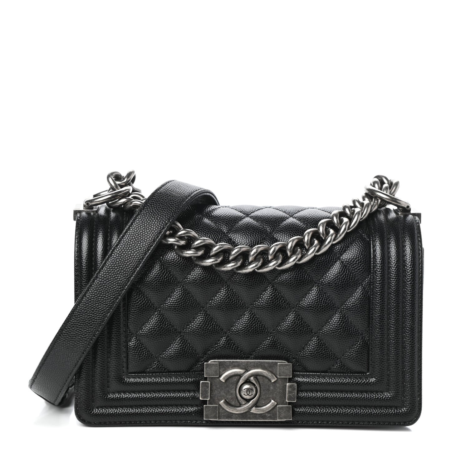 Caviar Quilted Small Boy Flap Black