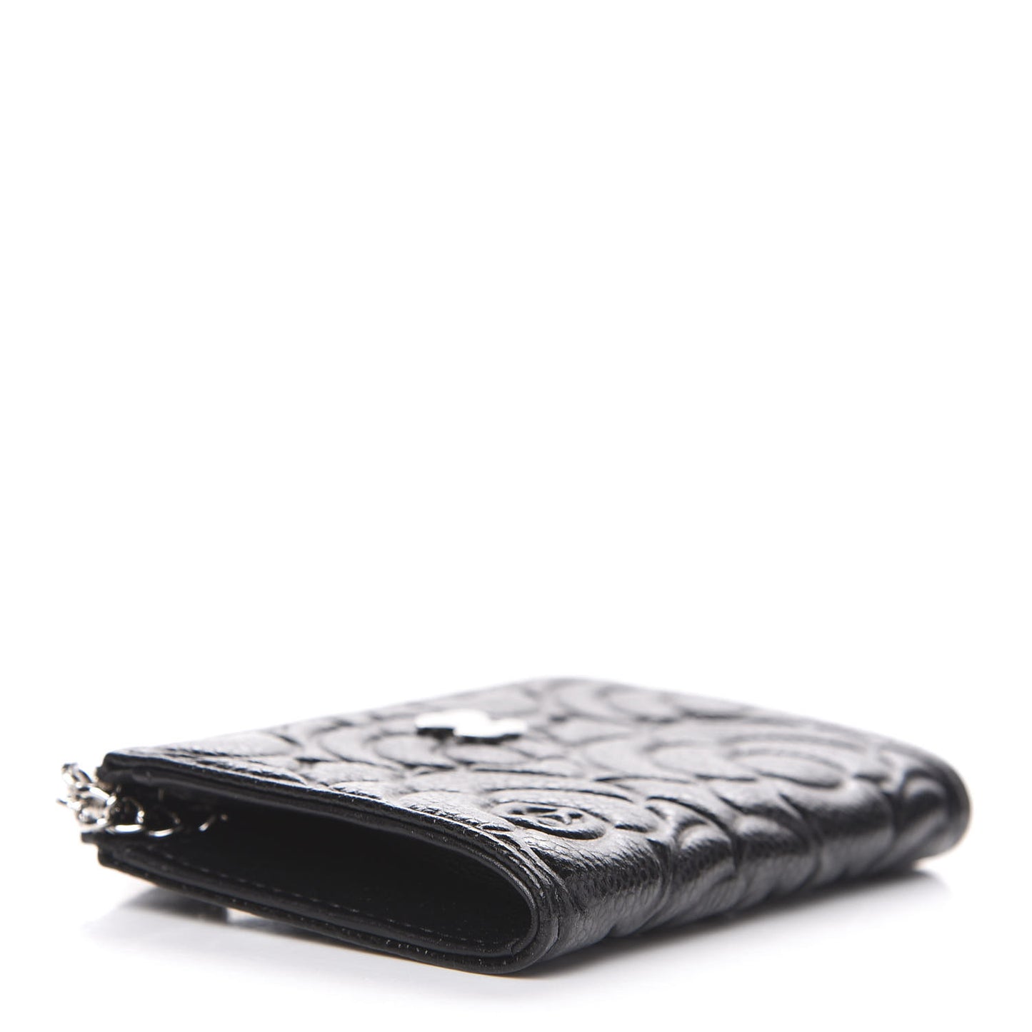 Caviar Camellia Embossed Key Holder Case Black