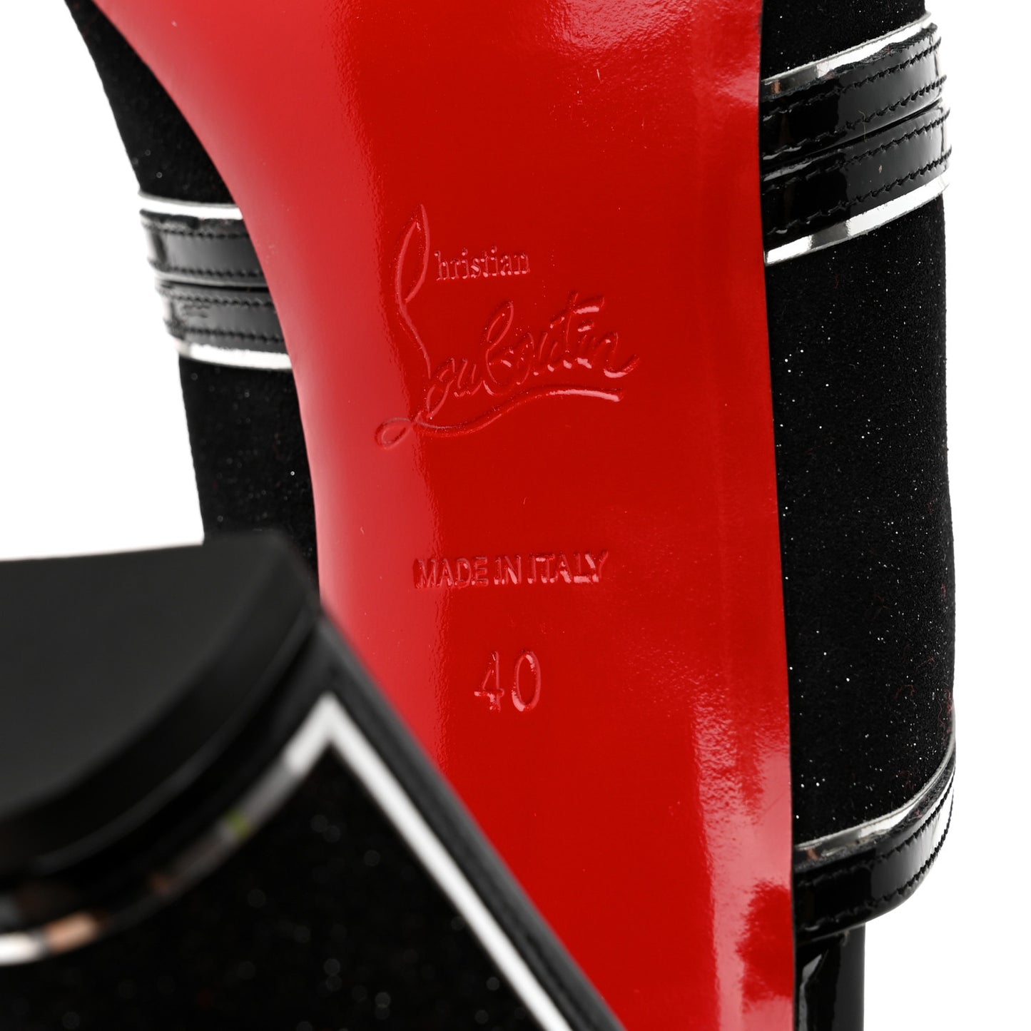 Specchio Patent Interior 85 Slide Sandals 40 Black