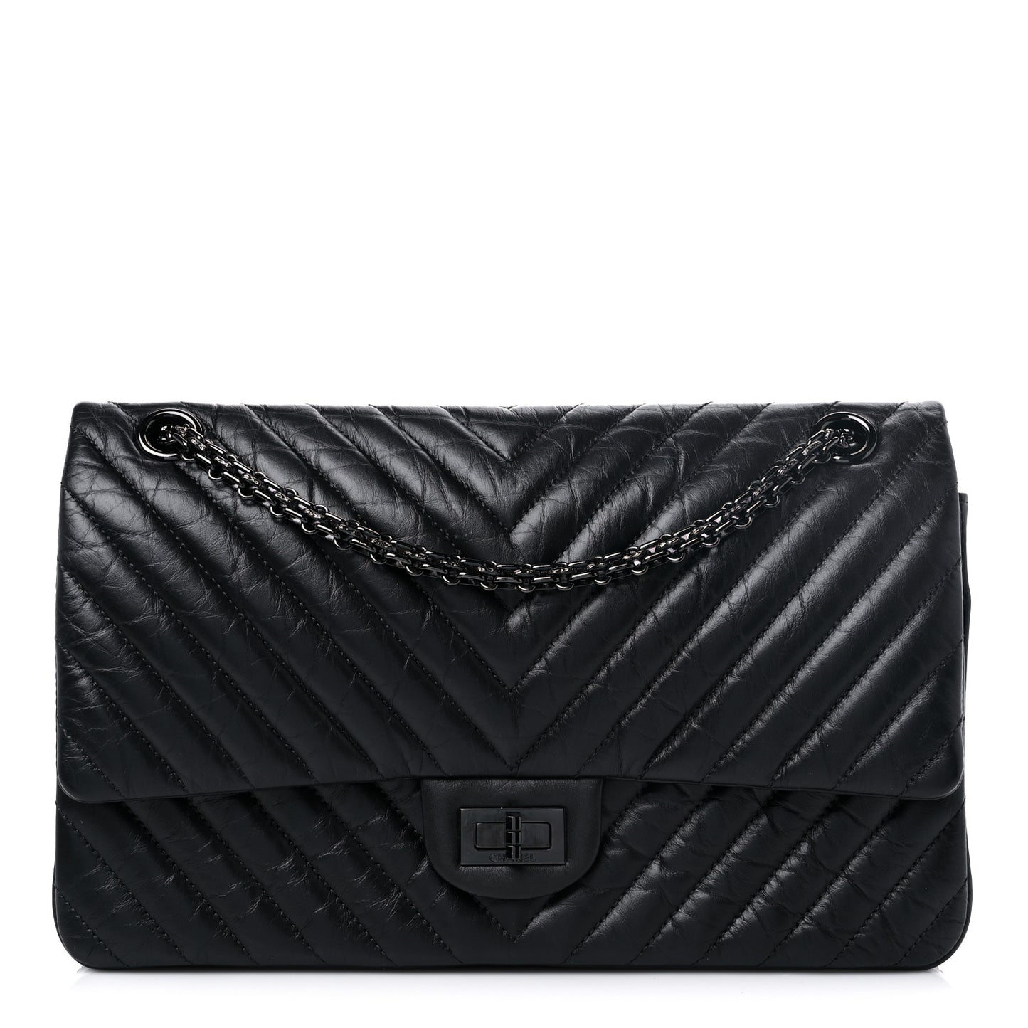 Aged Calfskin Chevron Quilted 2.55 Reissue 226 So Black