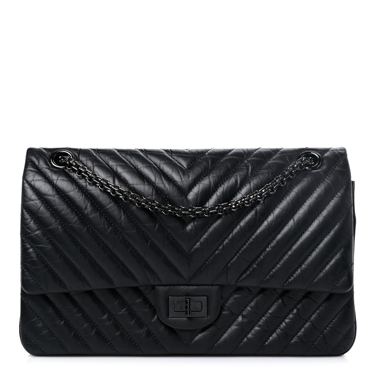 Chanel Aged Calfskin Chevron Quilted 2.55 Reissue 226 So Black 1 of 12