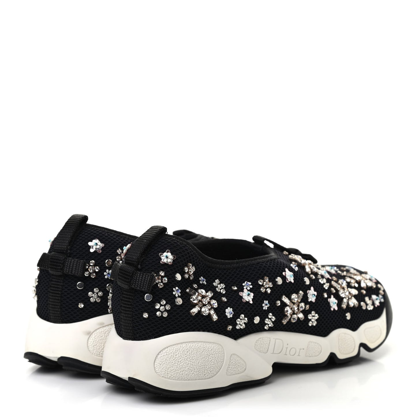Technical Canvas Embellished Dior Fusion Sneakers 38.5 Black White