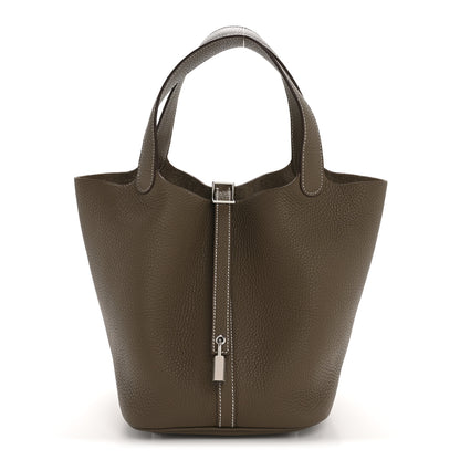 Hermes Taurillon Clemence Picotin Lock 22 MM Etoupe 1 of 12