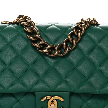 Chanel Shiny Sheepskin Quilted Large Trapezio Flap Green 8 of 10