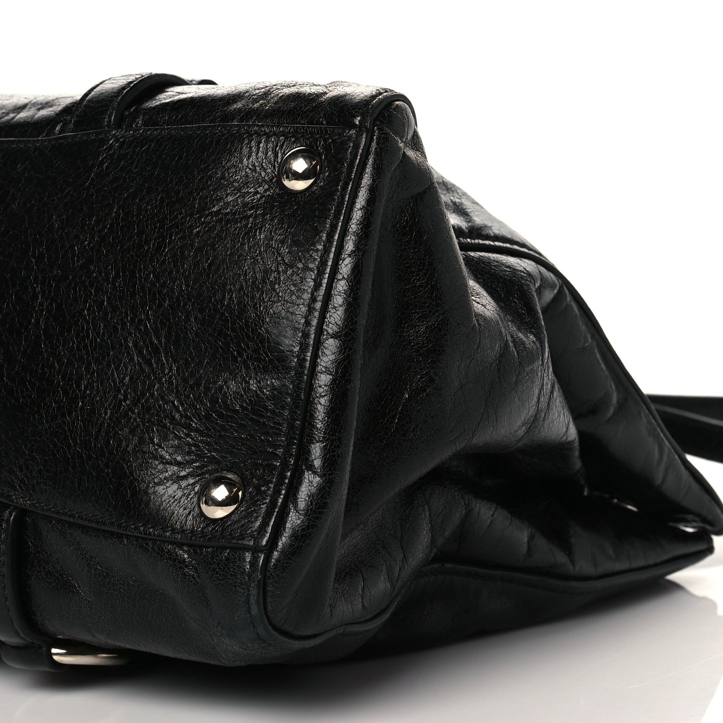 Vitello Shine Top Handle Satchel Black