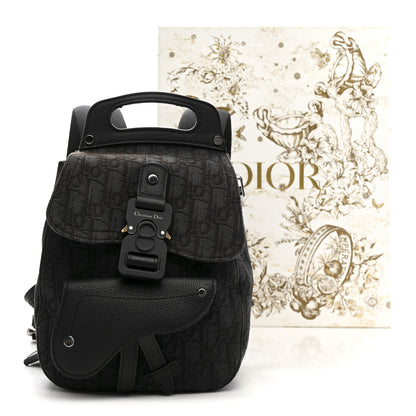 Christian Dior Oblique Jacquard Mini Saddle Backpack Black Blue 13 of 13
