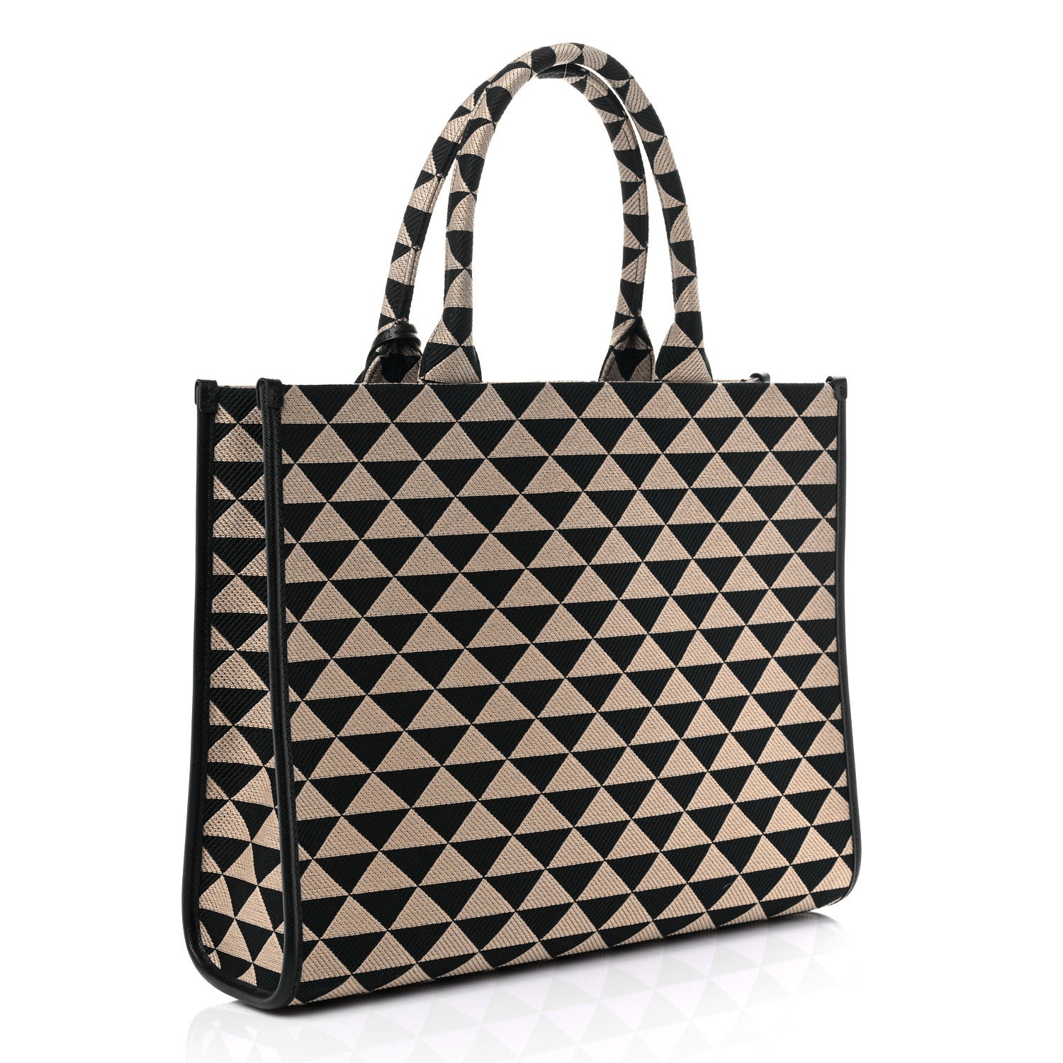 Prada Jacquard Saffiano Triangolo Symbole Embroidered Large Tote Black Corda 3 of 8