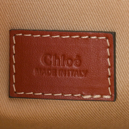 Chloe Cotton Calfskin Small Woody Ribbon Tote With Strap White Brown 6 of 8